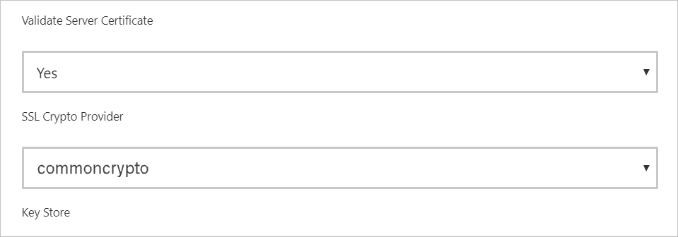 Screenshot of the Power BI service validate server certificate information.