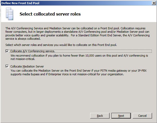 Select collocated server dialog box