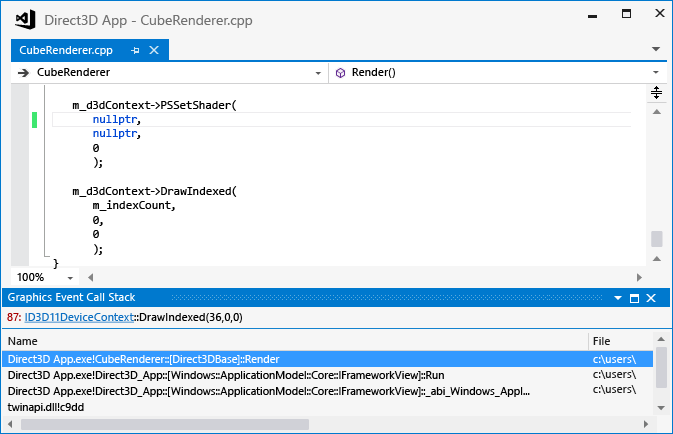 The code that doesn't initialize the pixel shader