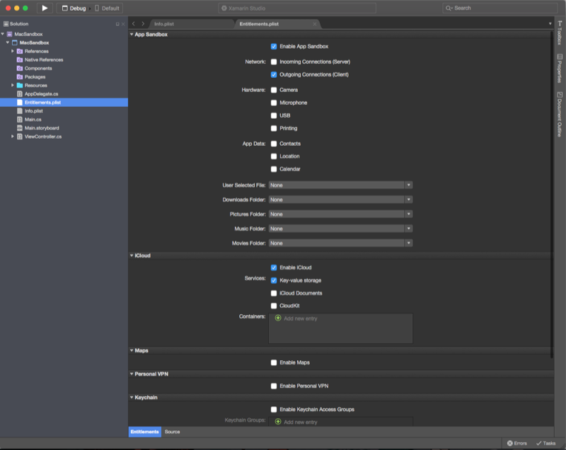 Editing the Entitlements.plist file