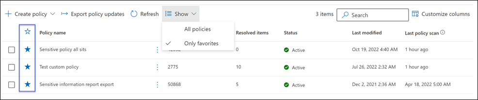 Communication Compliance sort policies by group.