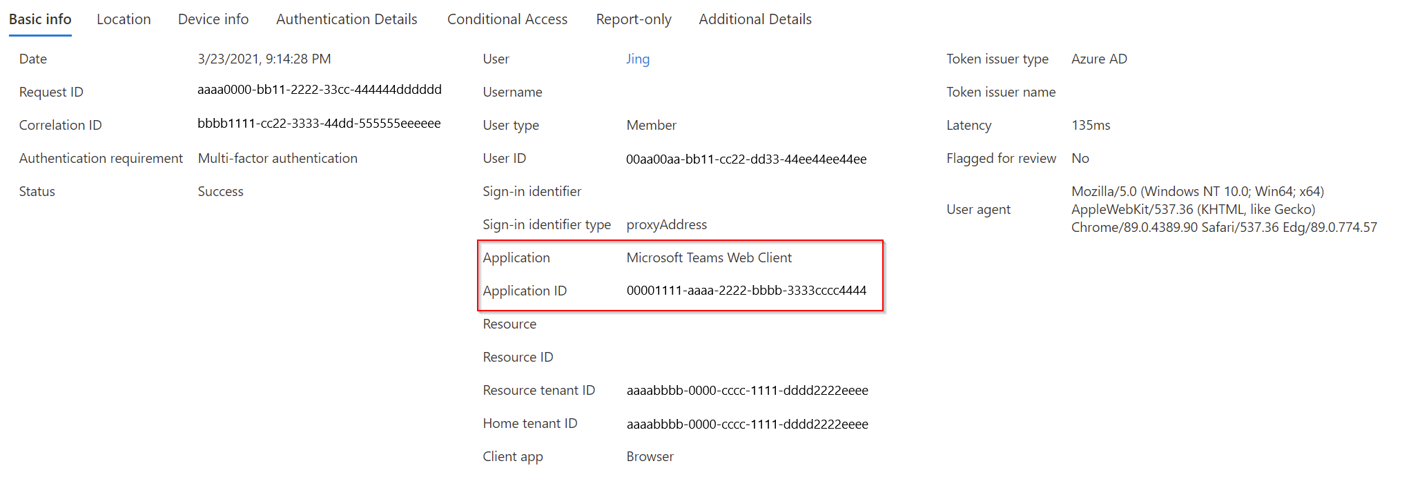 Screenshot of how to check the Application ID in the Basic Info tab.