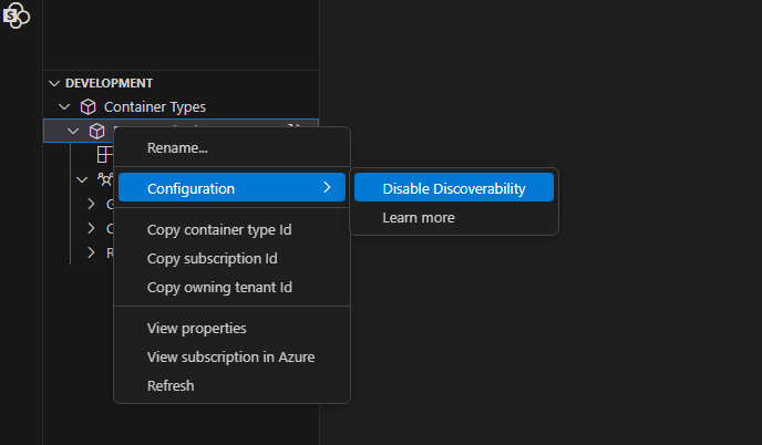 Using the VS Code extension for SPE to set DiscoverabilityDisabled to false