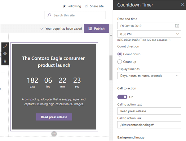 Image of the Countdown timer web part