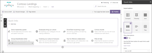 Image of the Quick links web part