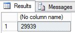 Screenshot from SSMS showing a result set with row count of 29,939.