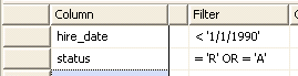 Screenshot of linked OR clauses defined in the Criteria pane.