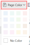 Screenshot of OneNote change color menu.