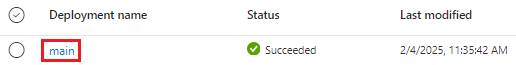Screenshot of the Azure portal interface for the specific deployment, with no resources listed.