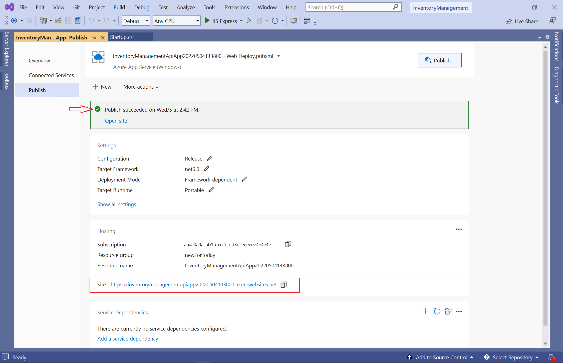 Web API Published.