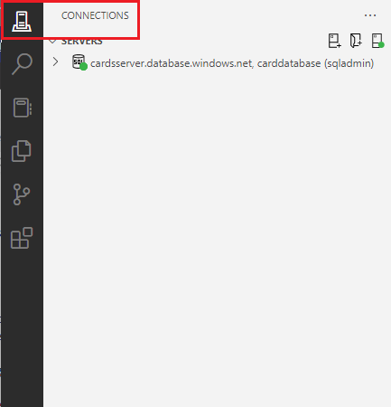 Screenshot of the connections tab in Visual Studio Code.