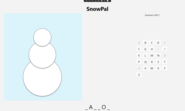 Screenshot of SnowPal Game.