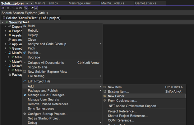 Screenshot of visual studio's add new folder.