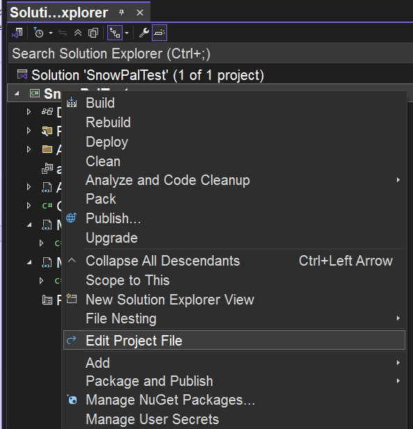 Screenshot of Edit Project.