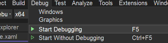 Screenshot of visual studio's Debug.