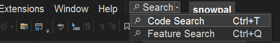 Screenshot of Visual Studio's Search.