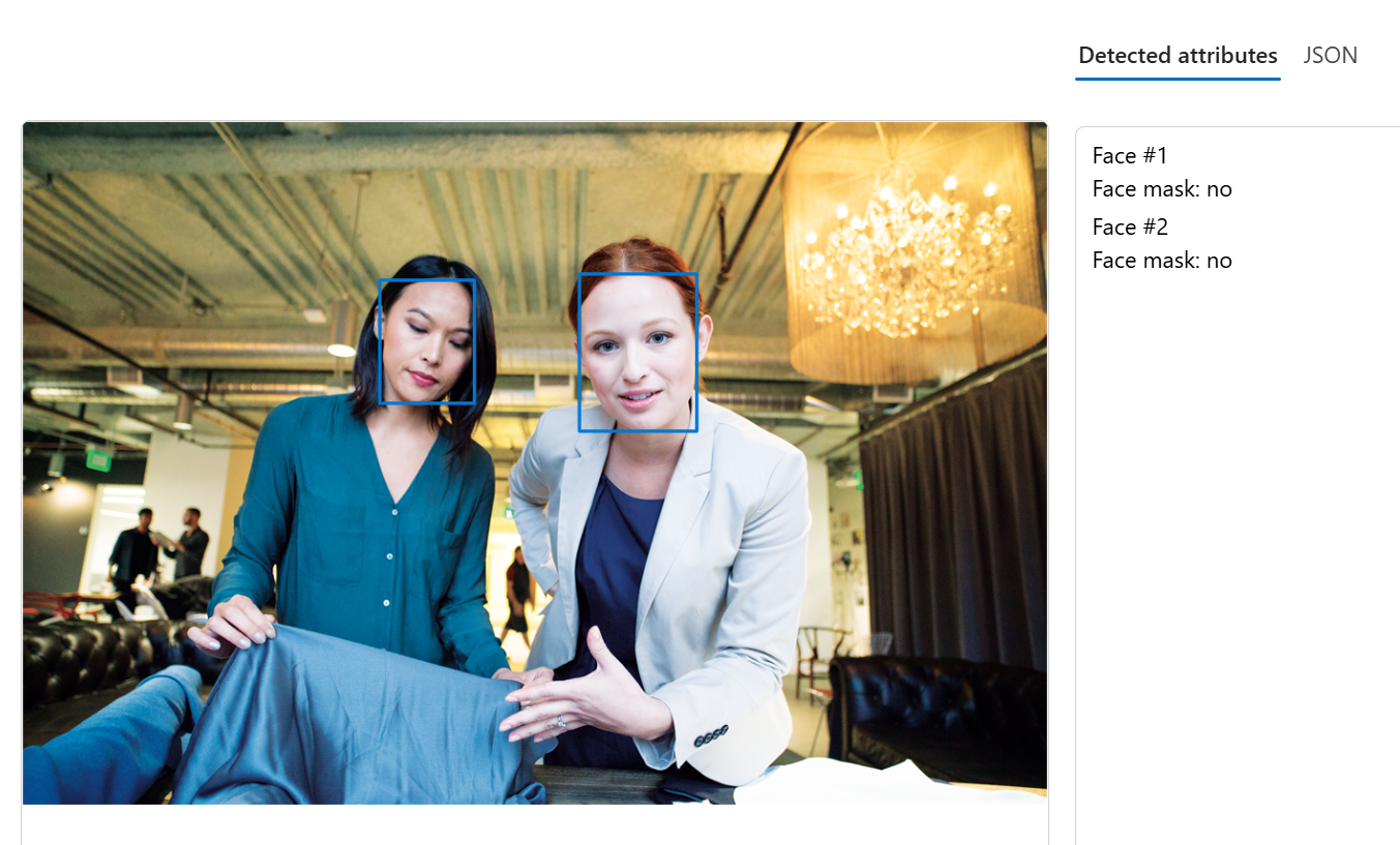 Screenshot of face detection example from Azure AI Foundry.