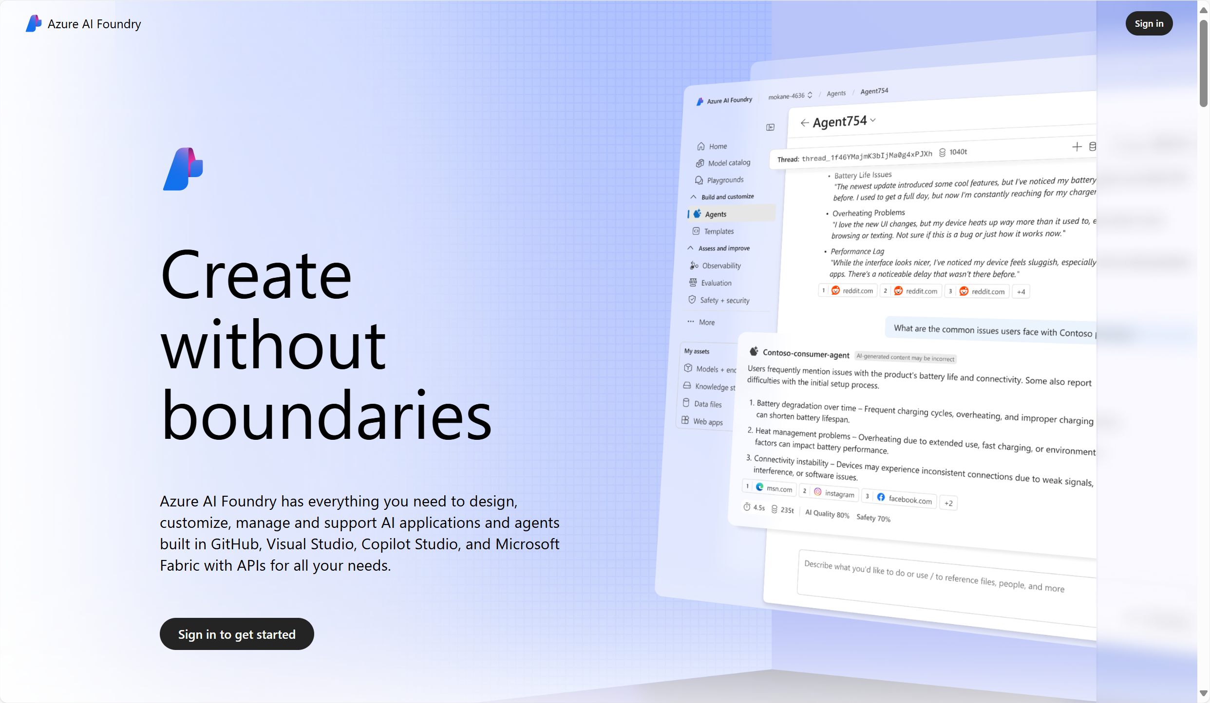 Screenshot of Azure AI Foundry's sign-in page.