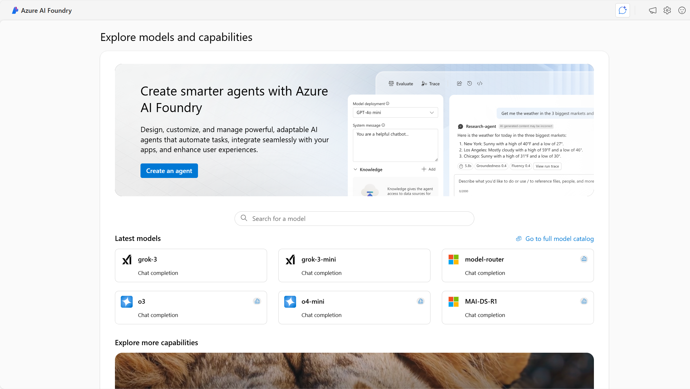 Screenshot of Azure AI Foundry.