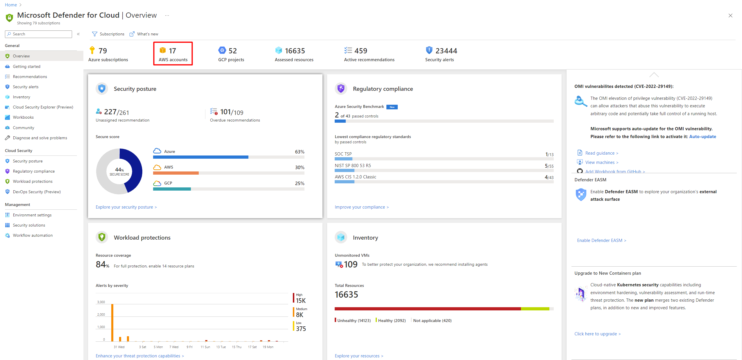 Screenshot of the A W S account overview settings.