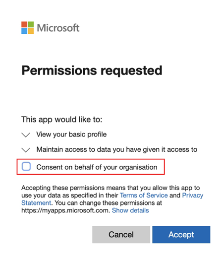 Screenshot of consent screen