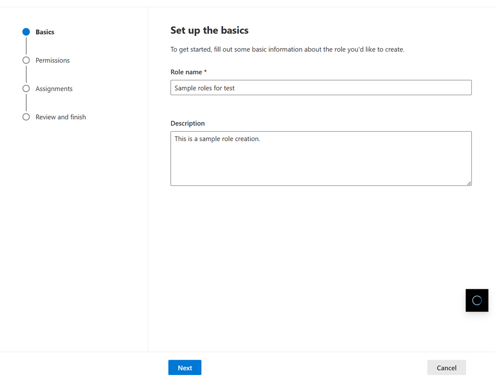 Screenshot of the Basics page
