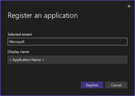 Screenshot showing how to register a new application.