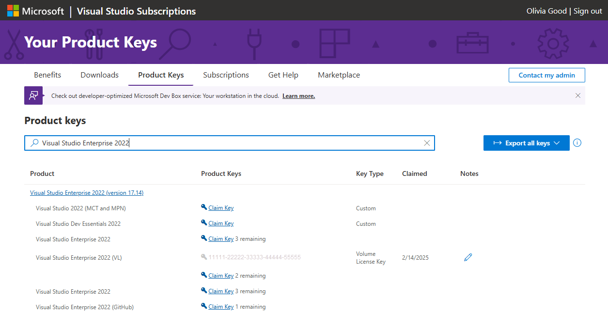 Search for Product Key