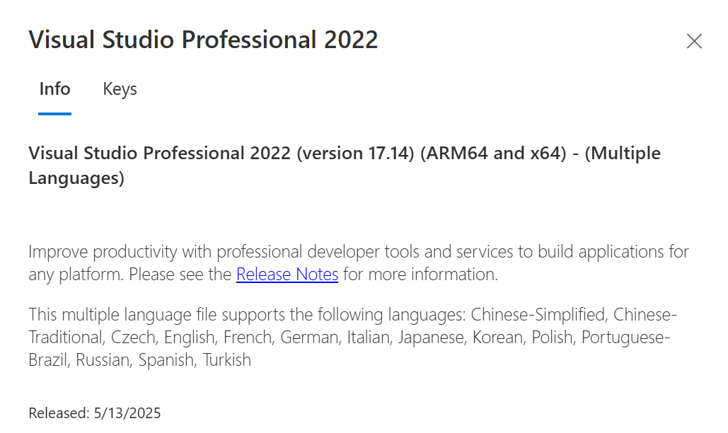 Visual Studio 2022 download details