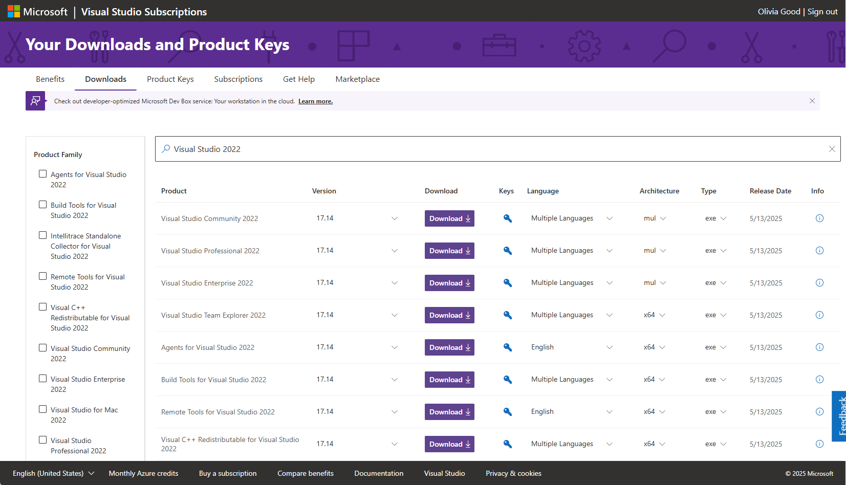 Visual Studio 2022 downloads