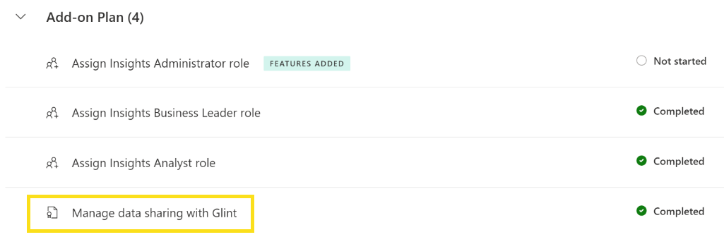 Screenshot that shows where to access the manage data sharing setting.