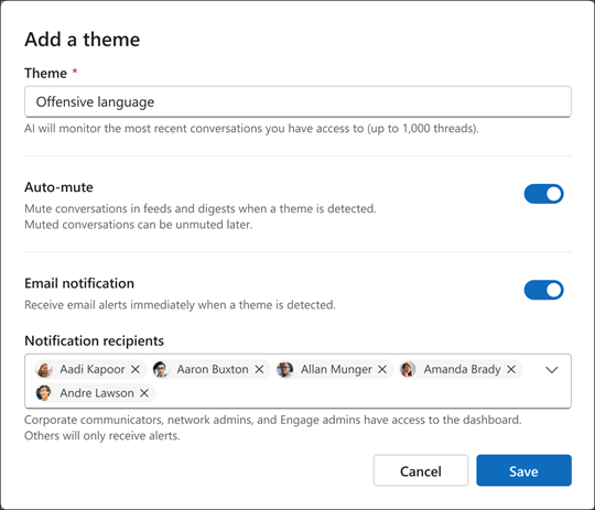 Creating a new moderation theme.