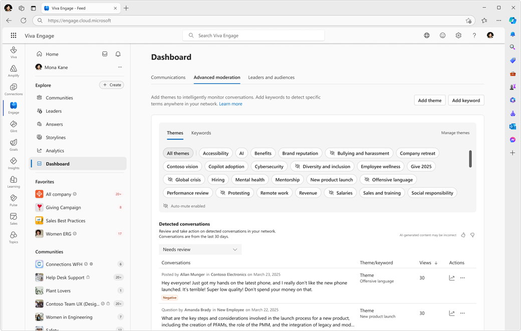 Advanced moderation page.
