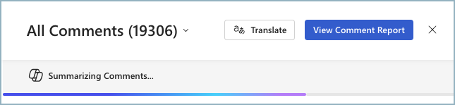 Screenshot showing comment summarization is underway.