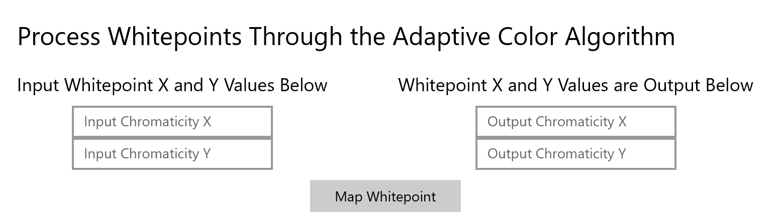 Screenshot showing the manually calculated whitepoint pane.