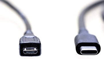 Picture of micro-USB and USB Type-C connectors for comparison.
