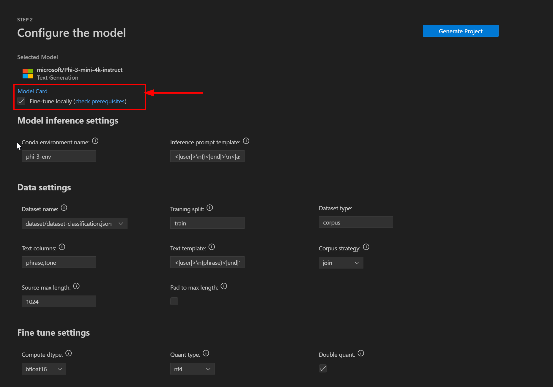 Fine-tune settings