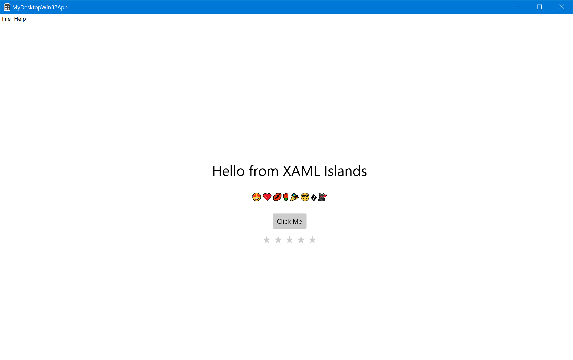 Screenshot of the MyDesktopWin32App app demonstrated in this topic.