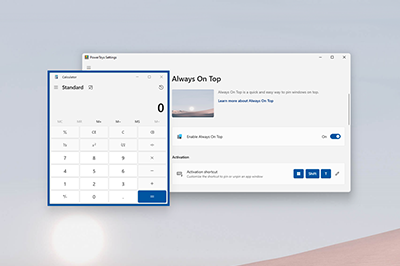 A screenshot of the Always On Top PowerToys utility for Windows.