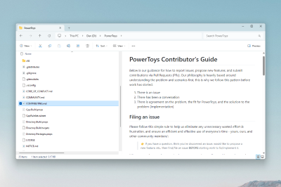 A screenshot of the PowerToys File Explorer add-ons for Windows.