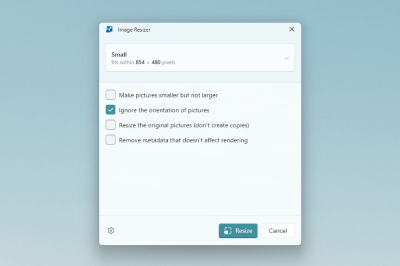 A screenshot of the PowerToys Image Resizer shell extension for Windows.