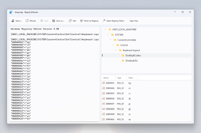 A screenshot of the Registry Preview PowerToys utility for Windows.