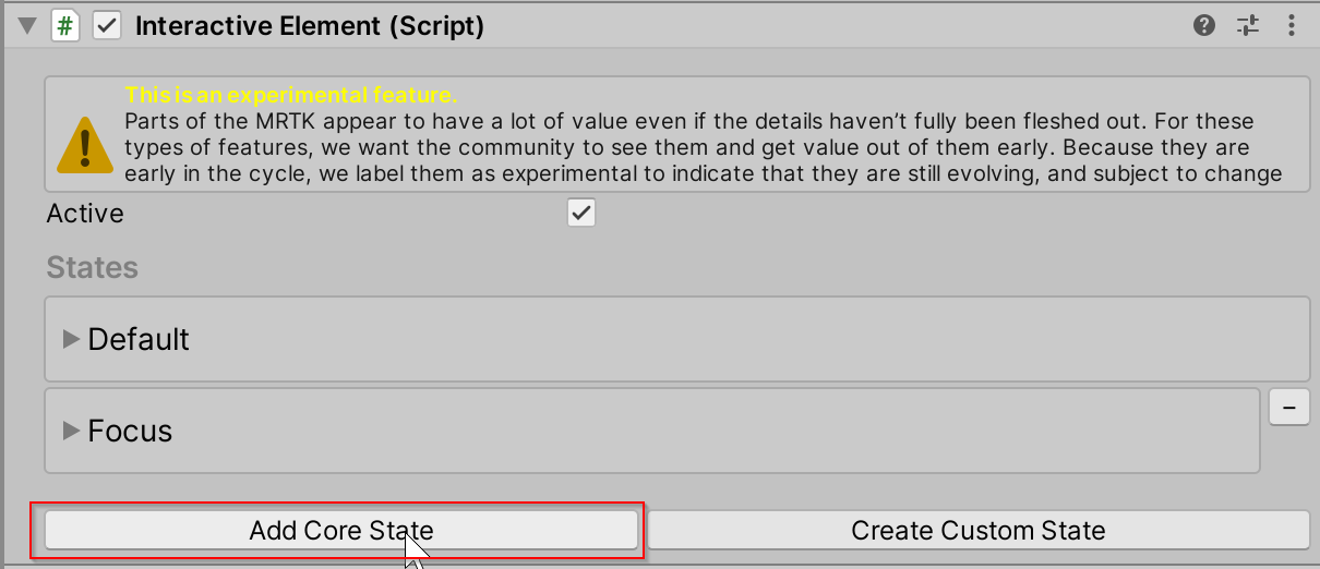 Add a Core State via Inspector