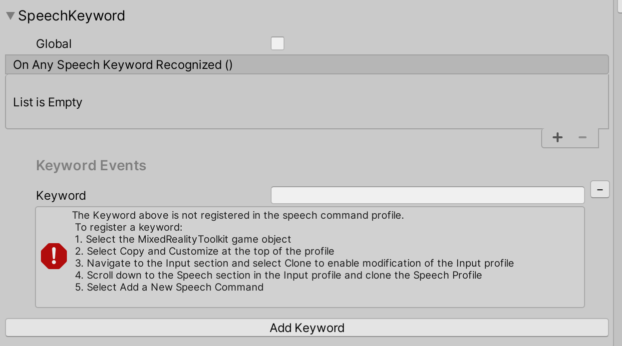 Keyword validation and registration