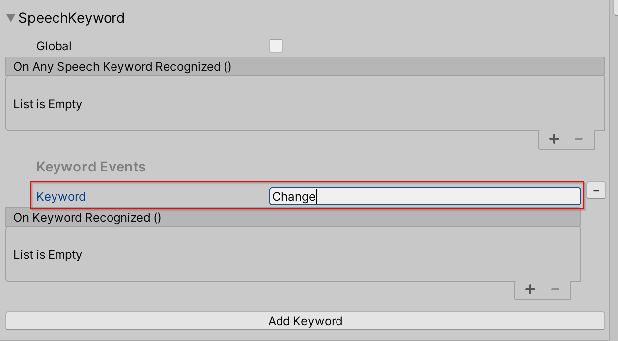 Entering new speech keyword