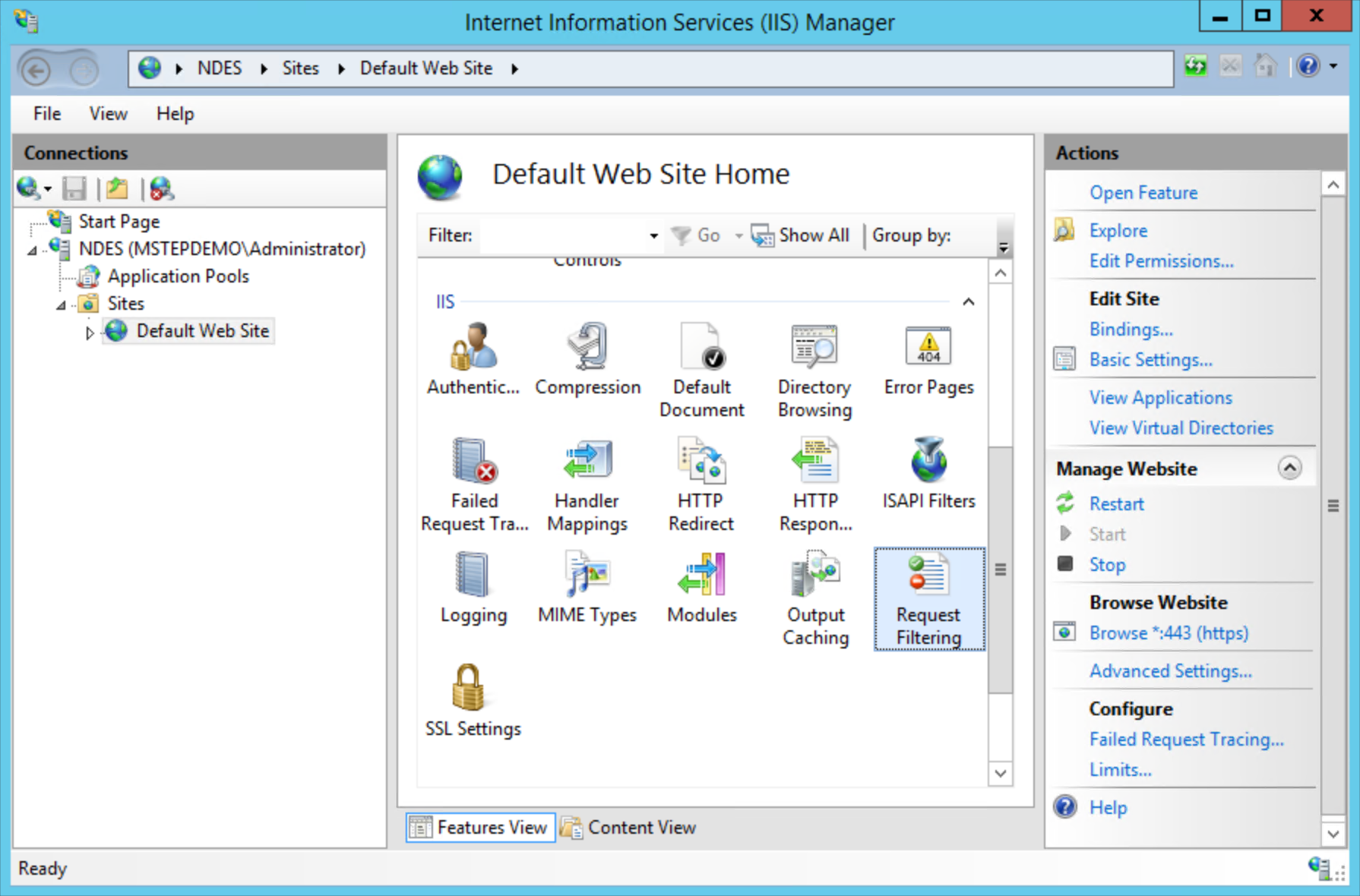 Intune NDES Request filtering.