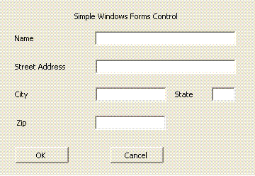 Capture d’écran montrant un contrôle Windows Forms simple.