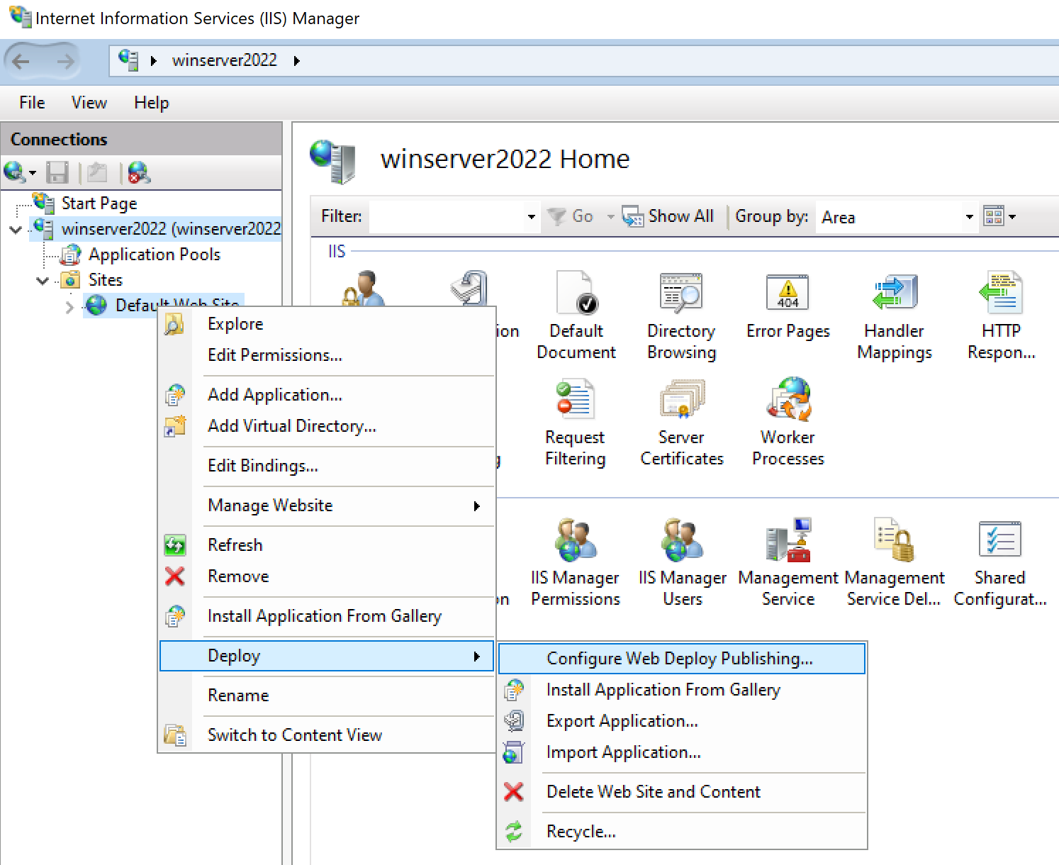 Configurer les paramètres de Web Deploy