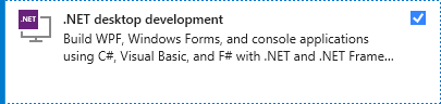 Capture d’écran montrant la charge de travail de développement multiplateforme .NET Core dans Visual Studio Installer.