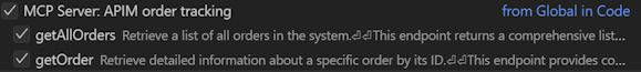 Visual Studio Code でツールを選択しているスクリーンショット。